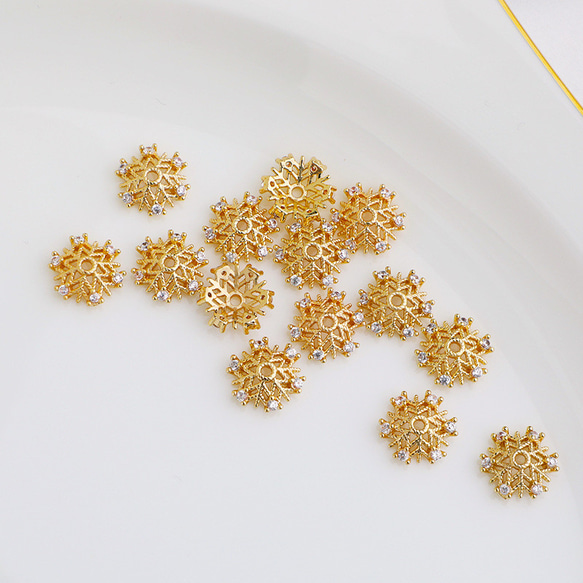 ダイヤ雪花座金メタルビーズ7㎜　9㎜　8個￥300　14kgp色褪せにくい　金具アクセサリーパーツ 2枚目の画像