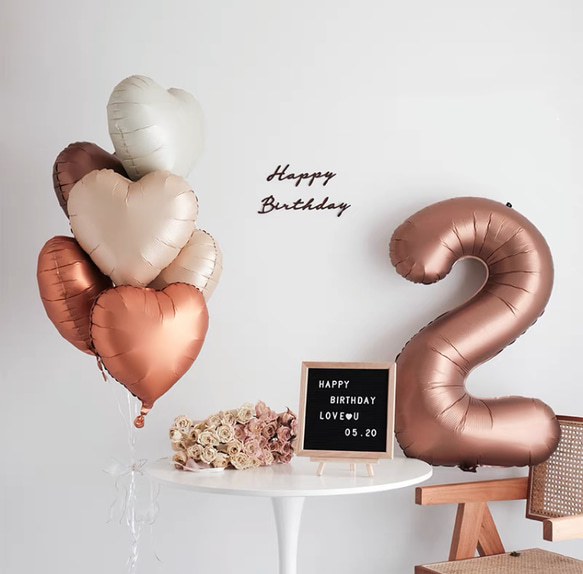 新作ナンバーバルーン　数字バルーン　誕生日　ゴム風船　　チョコレート おしゃれ 1枚目の画像