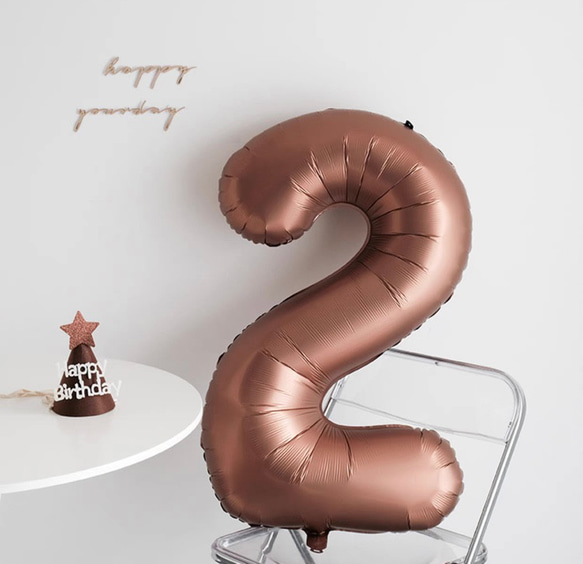 新作ナンバーバルーン　数字バルーン　誕生日　ゴム風船　　チョコレート おしゃれ 2枚目の画像