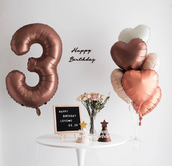 新作ナンバーバルーン　数字バルーン　誕生日　ゴム風船　　チョコレート おしゃれ 3枚目の画像