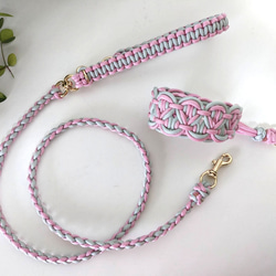 パラコード 6本編みリードに＋2300円〜お花ひとつの首輪も付けられ
