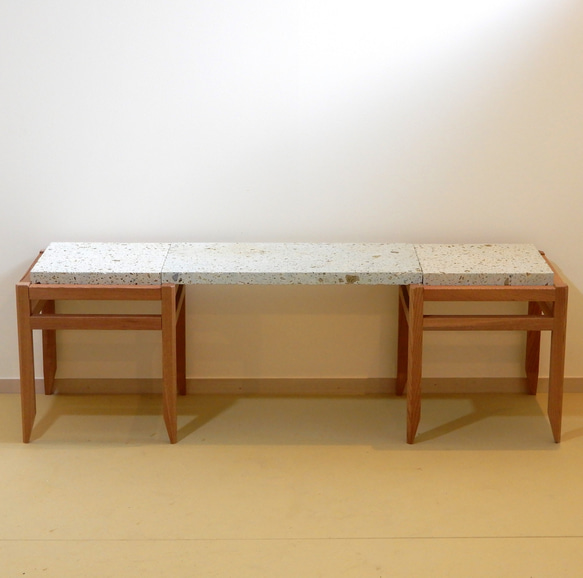 天然石の観葉植物ラック(中)　多肉植物寄植えプランター　 フラワースタンドベンチ　花台飾り置き台に最適　北欧デザイン　 7枚目の画像