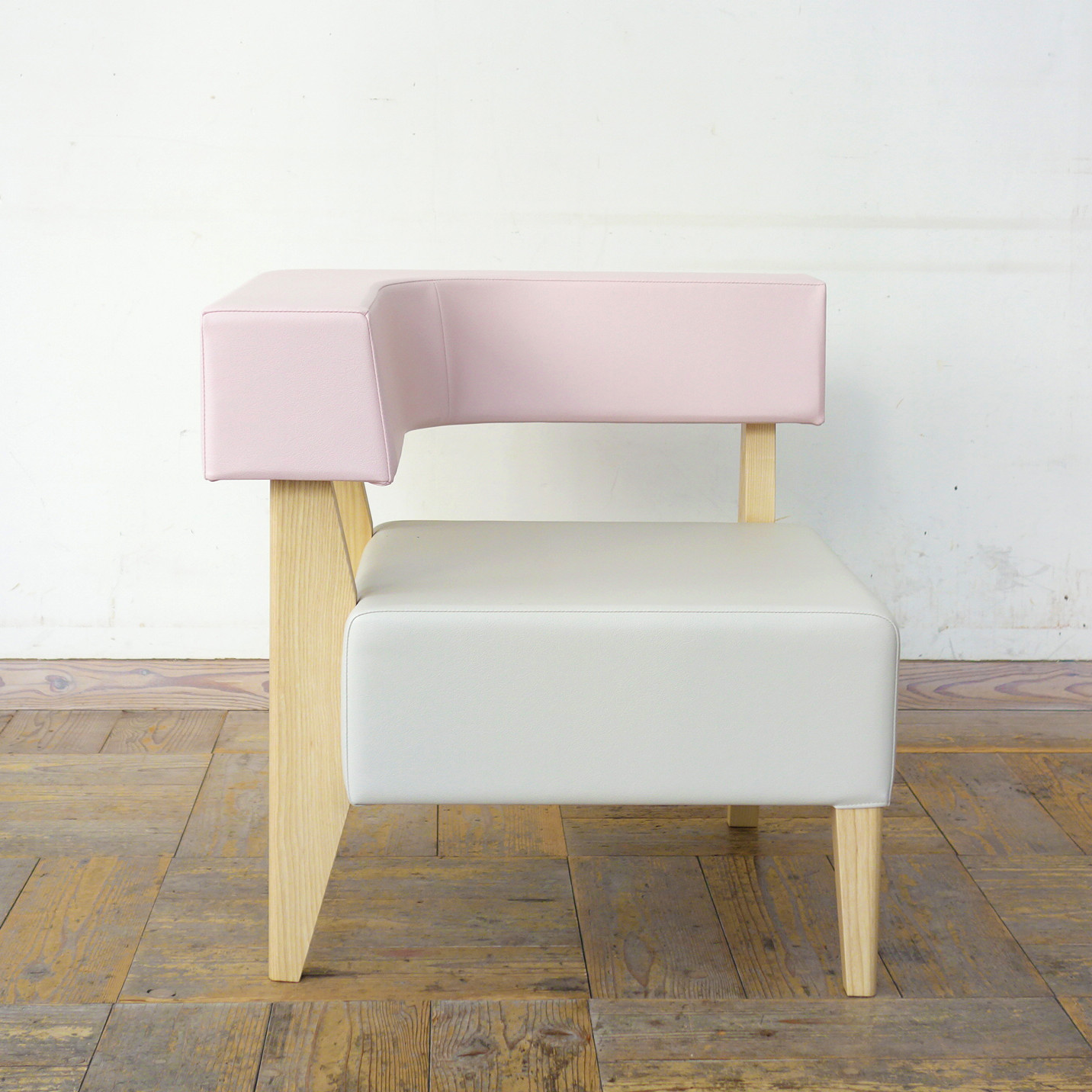 1 seater Border-L(左) sofa（NA×座ライトグレーAL-6533＆背ピンクAL