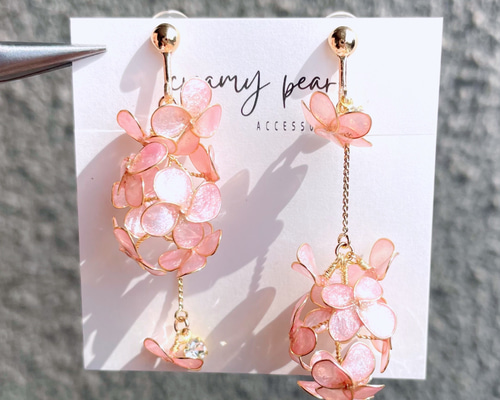ハッピーライラック/pink/ニッケルフリーイヤリング ピアス（フック