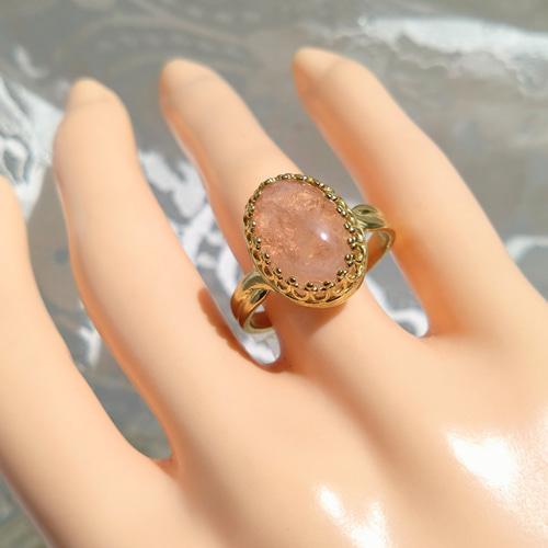 4月誕生石・・ナイジェリア産 モルガナイト ring (フリーサイズ） 指輪 