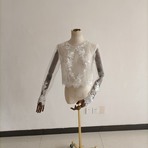 送料無料！ウエディングドレス レース ボレロ トップスのみ アイボリー  