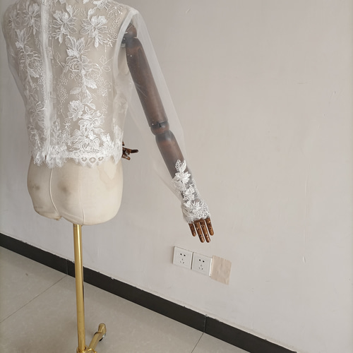 送料無料！ウエディングドレス レース ボレロ トップスのみ アイボリー  