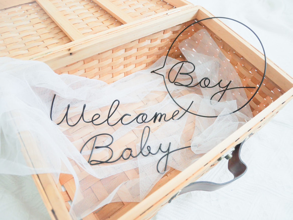 マタニティーフォトセット　ウェルカムベイビー　welcome baby ワイヤークラフト　ワイヤーアート　シンプル 2枚目の画像