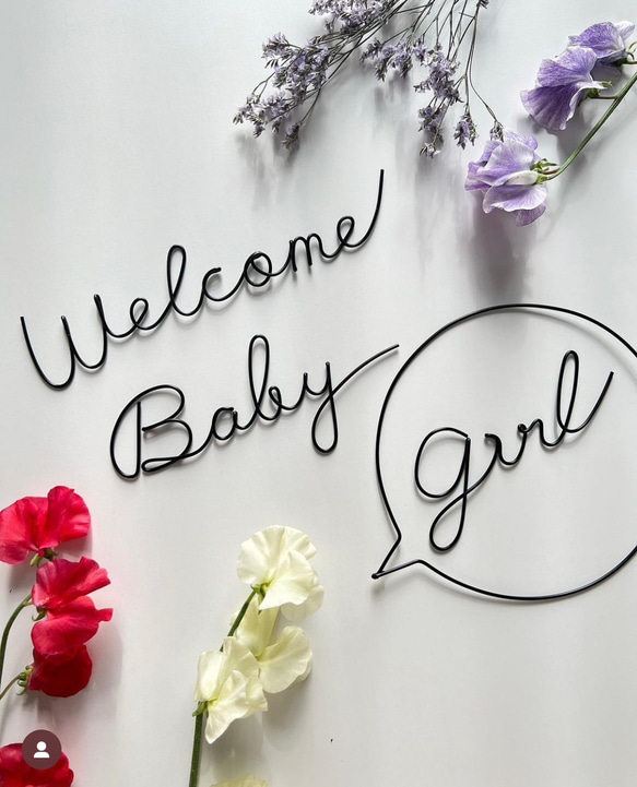 マタニティーフォトセット　ウェルカムベイビー　welcome baby ワイヤークラフト　ワイヤーアート　シンプル 7枚目の画像
