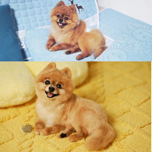 【オーダーメイドペット】羊毛フェルト、うちの子　犬ぬいぐるみ、フェルト犬、羊毛犬、肖像画、犬猫人形 プレゼントやギフトに 100% 模様