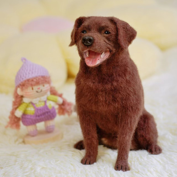 【オーダーメイドペット】羊毛フェルト、うちの子　犬ぬいぐるみ、フェルト犬、羊毛犬、肖像画、犬猫人形 プレゼントやギフトに 1枚目の画像