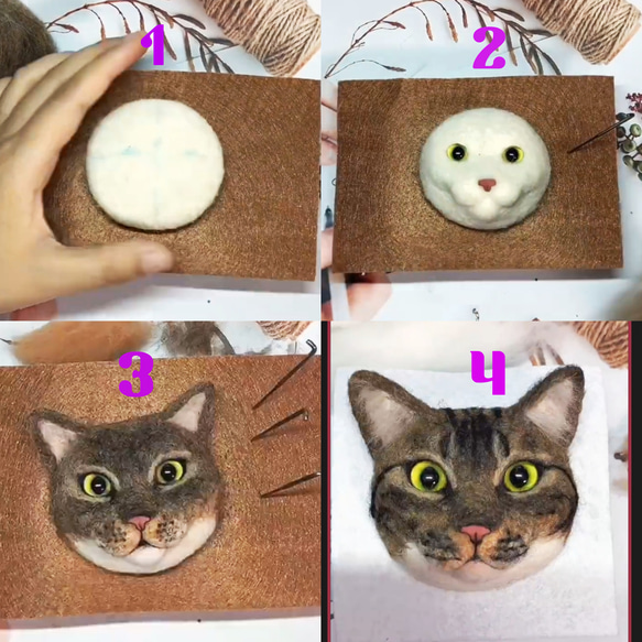 【オーダーメイドペット】羊毛フェルト、うちの子　猫ぬいぐるみ、フェルト猫、羊毛猫、肖像画、犬猫人形 プレゼントやギフトに 100% 模様