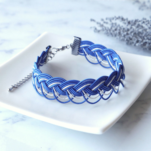 再販】水引リボンレースの海色ブレスレット《瑠璃》 ブレスレット