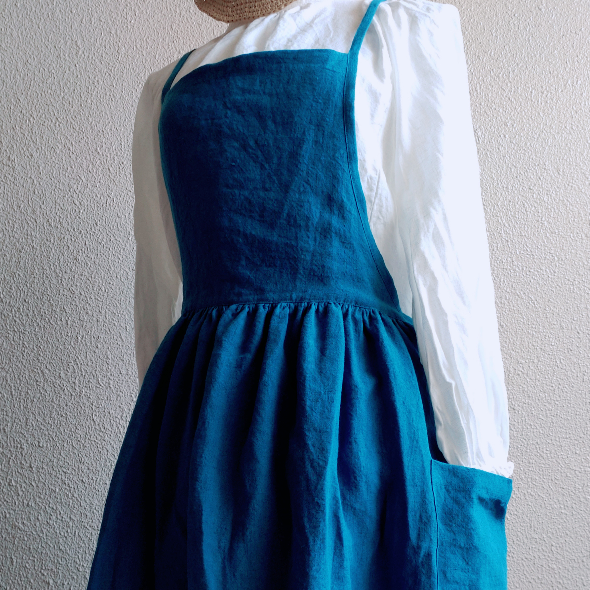 リネン100%☆3wayギャザーエプロン