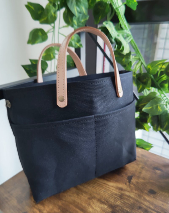 Kurashiki Canvas x Tanned Leather Mini Tote 手工機器人 第5張的照片