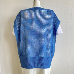 夏色【ブルー・オレンジ・グリーン】重ね着コーデ　サラッと！!『和紙』メッシュニットベスト 10枚目の画像