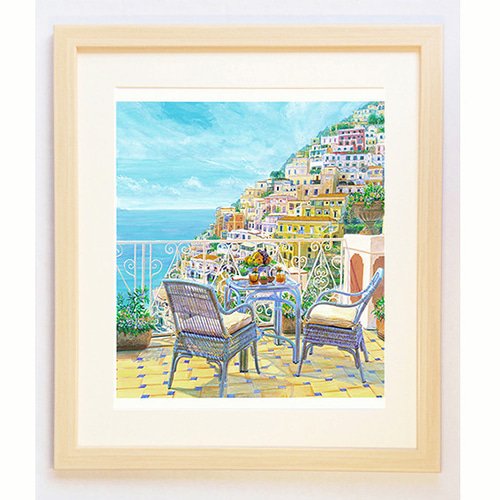 イタリアで版画化☆南イタリア アマルフィ 地中海 風景画 ヨーロッパ