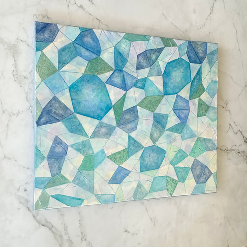 プリズム 抽象画 モダンアート ブルー 水色 インテリア モデルルーム