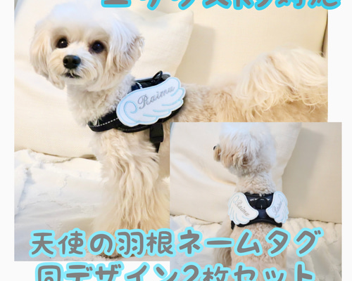 ユリウスk9☆天使の羽根☆ネームタグ☆ネームラベル☆ハーネス用