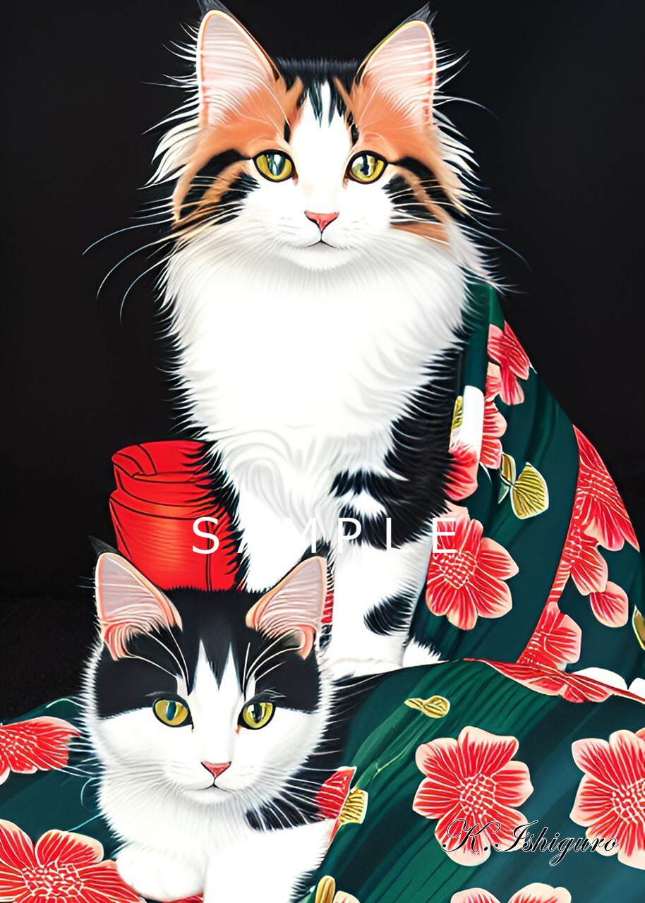 特別価格★【版画（額縁無し）】夢見の水瓶（猫） 特別価格☆【版画（額縁なし）】夢見の水瓶（猫）