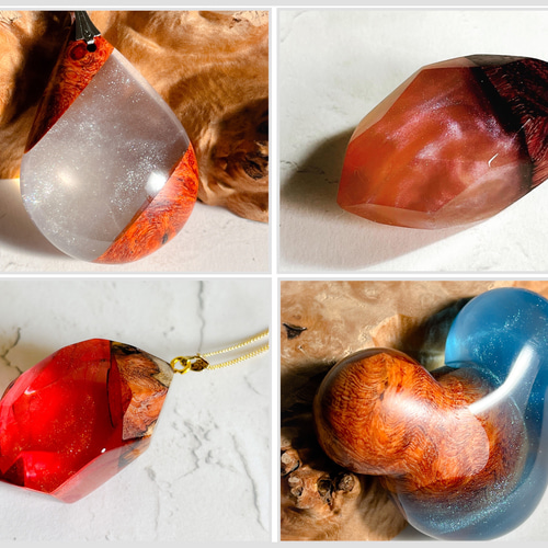 ウッドレジン アクセサリー ネックレス・ペンダント kinacopen 通販