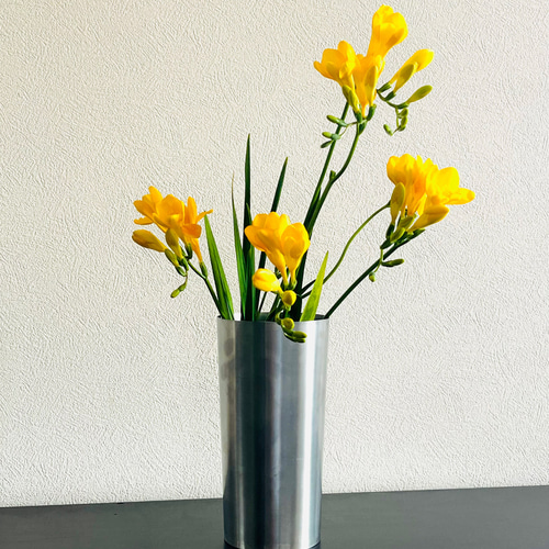 サージカルステンレス製 錆びない 円筒花瓶/ 中 一輪挿し・花瓶・花器