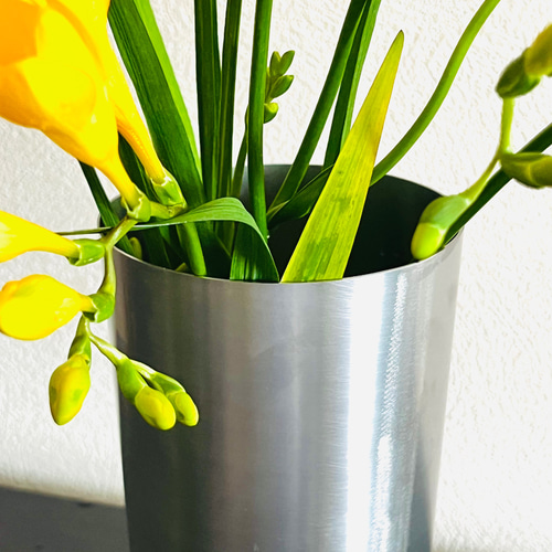 サージカルステンレス製 錆びない 円筒花瓶/ 中 一輪挿し・花瓶・花器