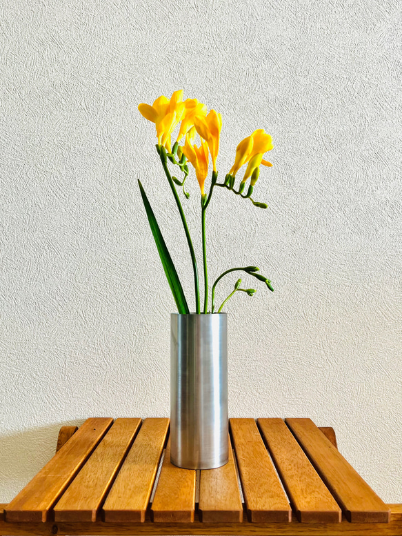 サージカルステンレス製 錆びない 一輪挿し 円筒花瓶/小