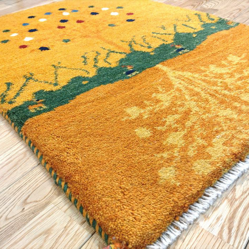 限定数のみ 【キャンペーン】ペルシャ 玄関マット 84×60 黄金色 ザクロ