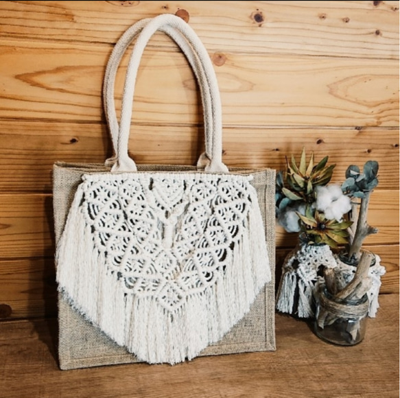 マクラメジュートbag マクラメジュートバッグ サイズM その他バッグ Sae.macrame 通販