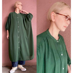 RATA❤️寬鬆大輪廓的長襯衫❤️柔軟的材質，優雅時尚的顏色❤️成熟的綠色 第1張的照片