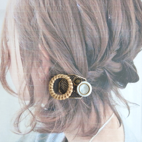 SALE/【ポニーフック】大人なラタン-丸-(ヘアアクセサリー) ポニー 