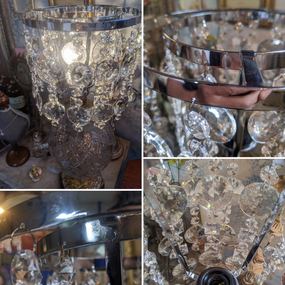 エレガントなランプ  クリスタルガラス シャンデリア  アンティークランプ  エントランスランプ  #アップサイクル 5枚目の画像
