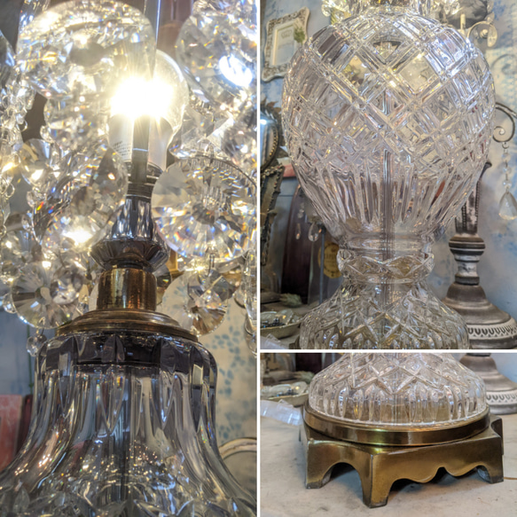 エレガントなランプ  クリスタルガラス シャンデリア  アンティークランプ  エントランスランプ  #アップサイクル 3枚目の画像
