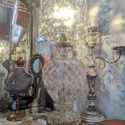 アンティーク クリスタルスタンド 英国】 クリスタルのケーキスタンド