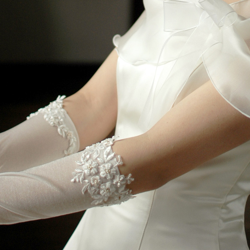 ウエディンググローブ レースグローブ ロンググローブ ウエディング★2色展開 オフホワイト/アイボリー【G36】