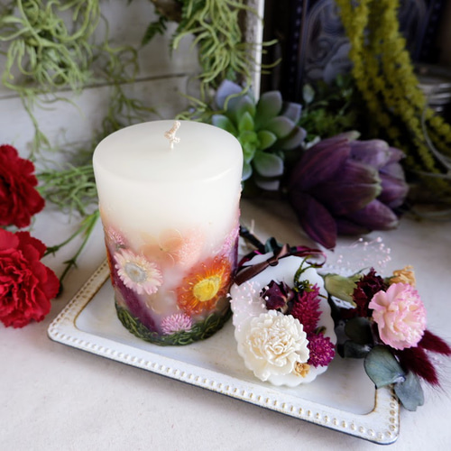 ピンクカーネーションのボタニカルキャンドルホルダーset 食す 