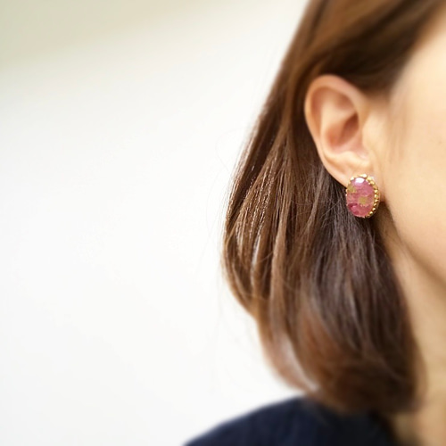 デュモルチェライトインクォーツの大人カラービーズ刺繍ピアスor