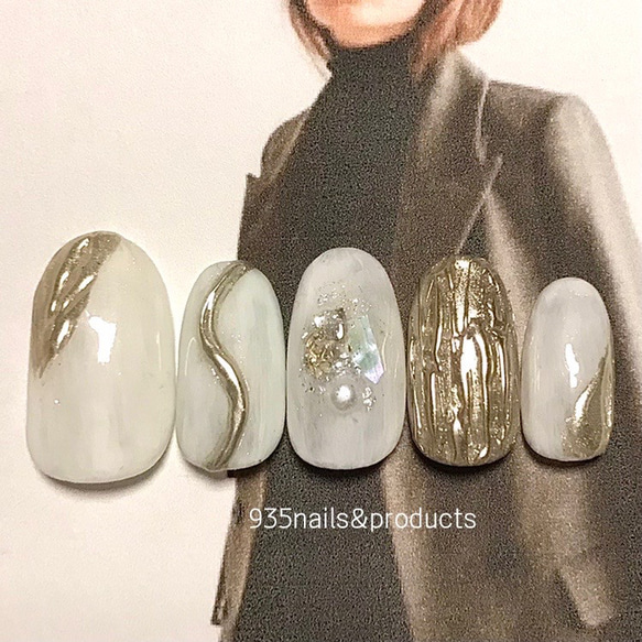 再販3】ホワイト×シアーアイボリー×シルバーミラー 大人ニュアンス  