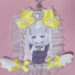 B8 ミニエンジェルリボン チェキケース ホワイト×イエロー 黄色 ♡量産