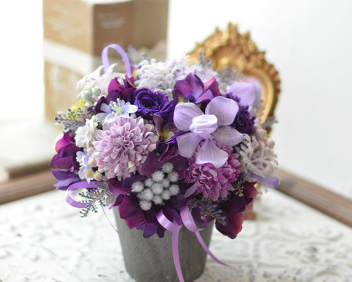 エレガントアレンジメント 花瓶付き 華やぐ高級アーティフィシャル