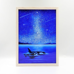 A4アートプリント『オルカ親子』高光沢紙/海/宇宙/流れ星/額無し/動物 8枚目の画像