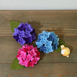 梅雨飾り 紫陽花 D-3 フェルト 3個セット その他インテリア雑貨 あで