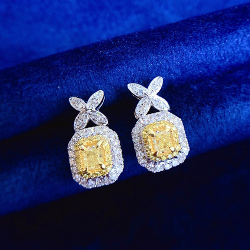 ピアス 天然イエローダイヤモンド K18 合計0.5ct 指輪・リング CHIC  