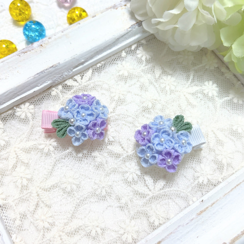 つまみ細工＊あじさいの髪飾り＊パッチンピン/クリップ/ヘアバンド
