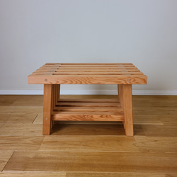 格子のサイドテーブル　花台　スツール　ローテーブル　椅子　いす　観葉植物の台　飾り台　玄関　棚　和風　床の間 3枚目の画像