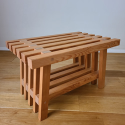 格子のサイドテーブル　花台　スツール　ローテーブル　椅子　いす　観葉植物の台　飾り台　玄関　棚　和風　床の間 6枚目の画像