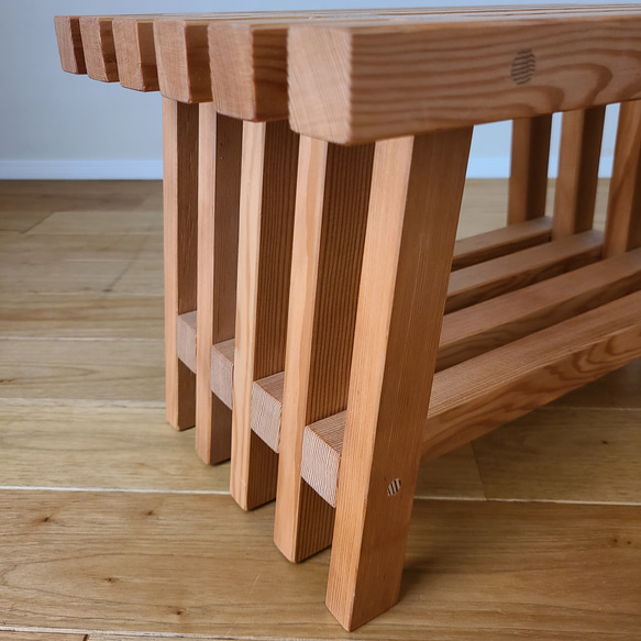 格子のサイドテーブル　花台　スツール　ローテーブル　椅子　いす　観葉植物の台　飾り台　玄関　棚　和風　床の間 12枚目の画像