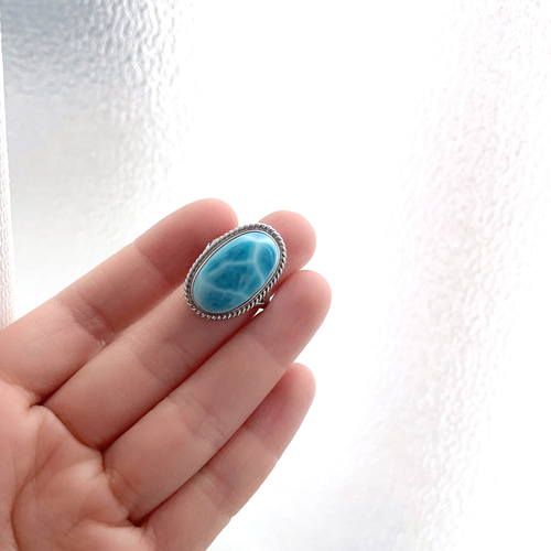 天然無処理 ラリマー リング シルバーs925 No 48 指輪・リング 天然石