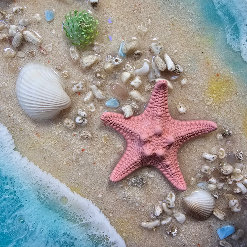 海を感じるインテリア 海 レジン オーシャンアートミニパネル シェル